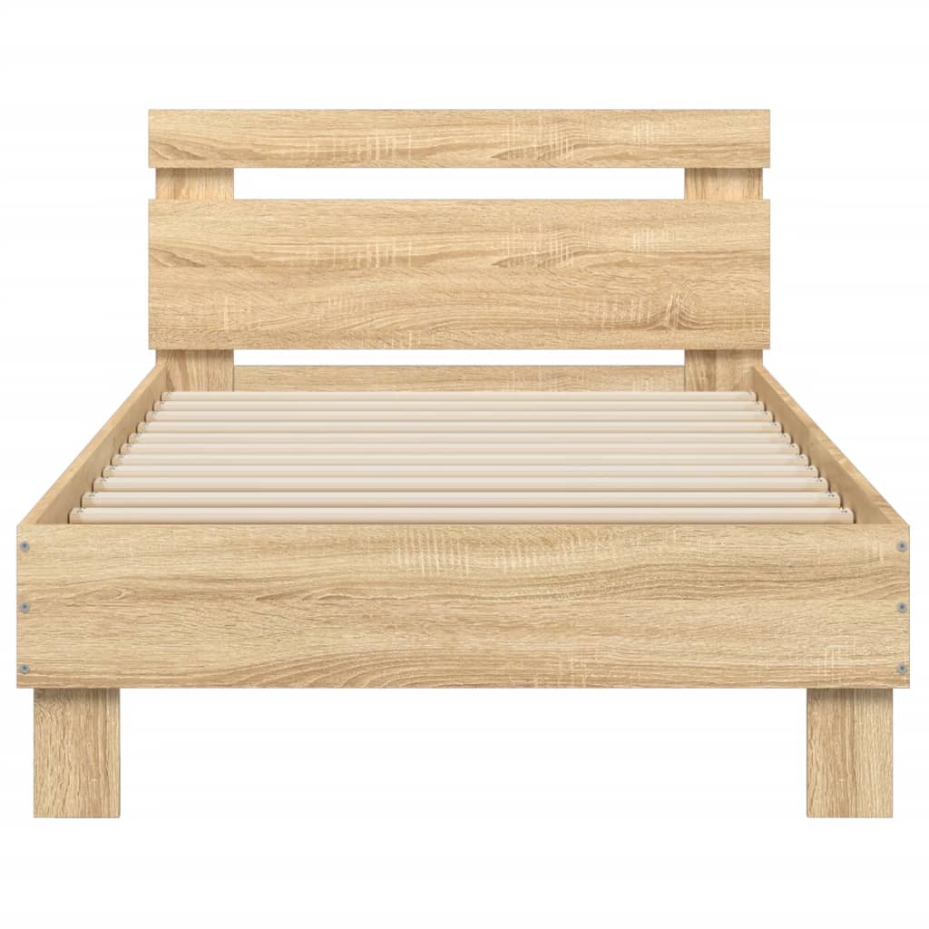 Bedframe met hoofdbord en LED sonoma eikenkleurig 90x200 cm