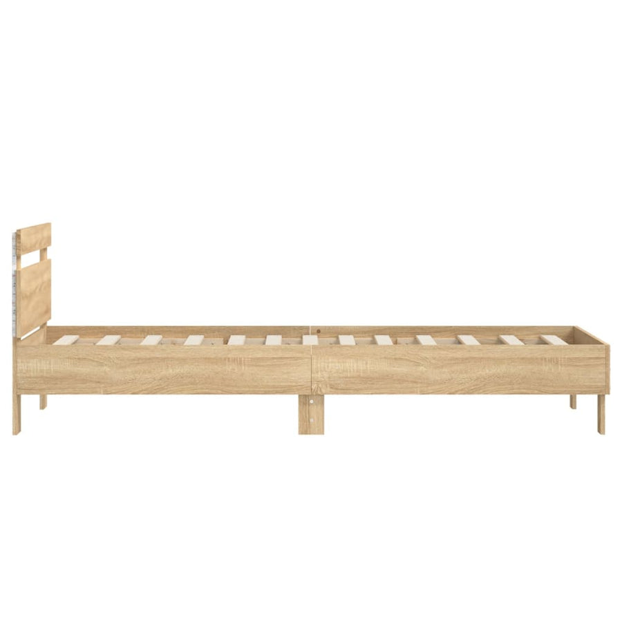 Bedframe met hoofdbord en LED sonoma eikenkleurig 90x200 cm