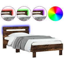 Bedframe met hoofdbord en LED gerookt eikenkleurig 90x200 cm