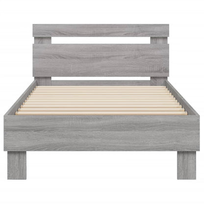 Bedframe met hoofdbord en LED grijs sonoma eikenkleur 90x200 cm