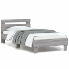 Bedframe met hoofdbord en LED grijs sonoma eikenkleur 90x200 cm