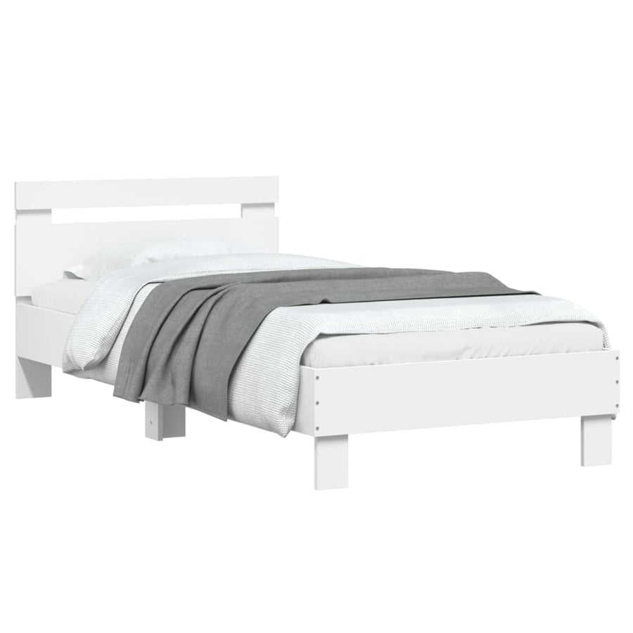 Bedframe met hoofdbord en LED-verlichting wit 90x190 cm