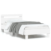 Bed frame with headboard and LED light white 90x190 cm