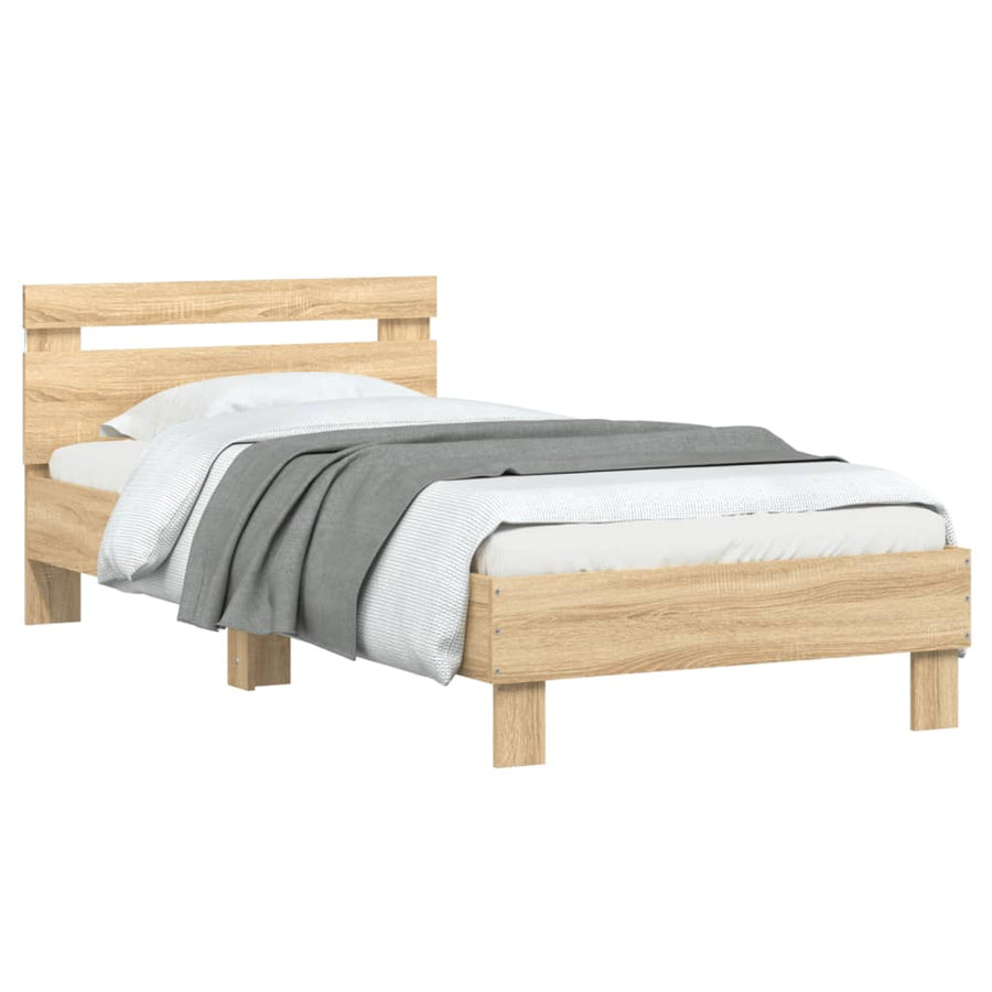 Bedframe met hoofdbord en LED sonoma eikenkleurig 90x190 cm