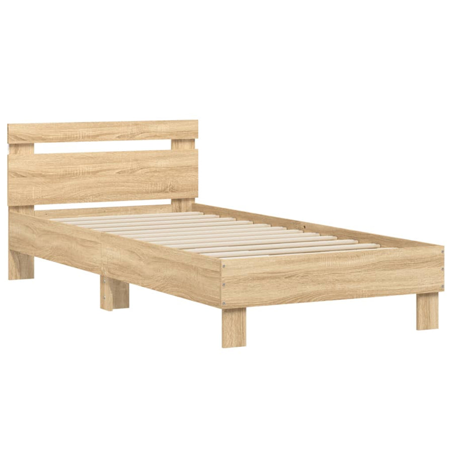Bedframe met hoofdbord en LED sonoma eikenkleurig 90x190 cm