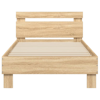 Bedframe met hoofdbord en LED sonoma eikenkleurig 90x190 cm