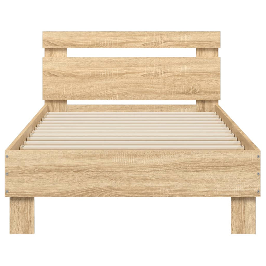 Bedframe met hoofdbord en LED sonoma eikenkleurig 90x190 cm