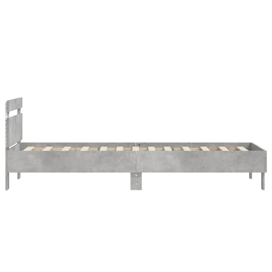 Bedframe met hoofdbord en LED-verlichting betongrijs 90x190 cm