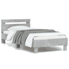 Bedframe 90x190 cm betongrijs met LED hoofdbord