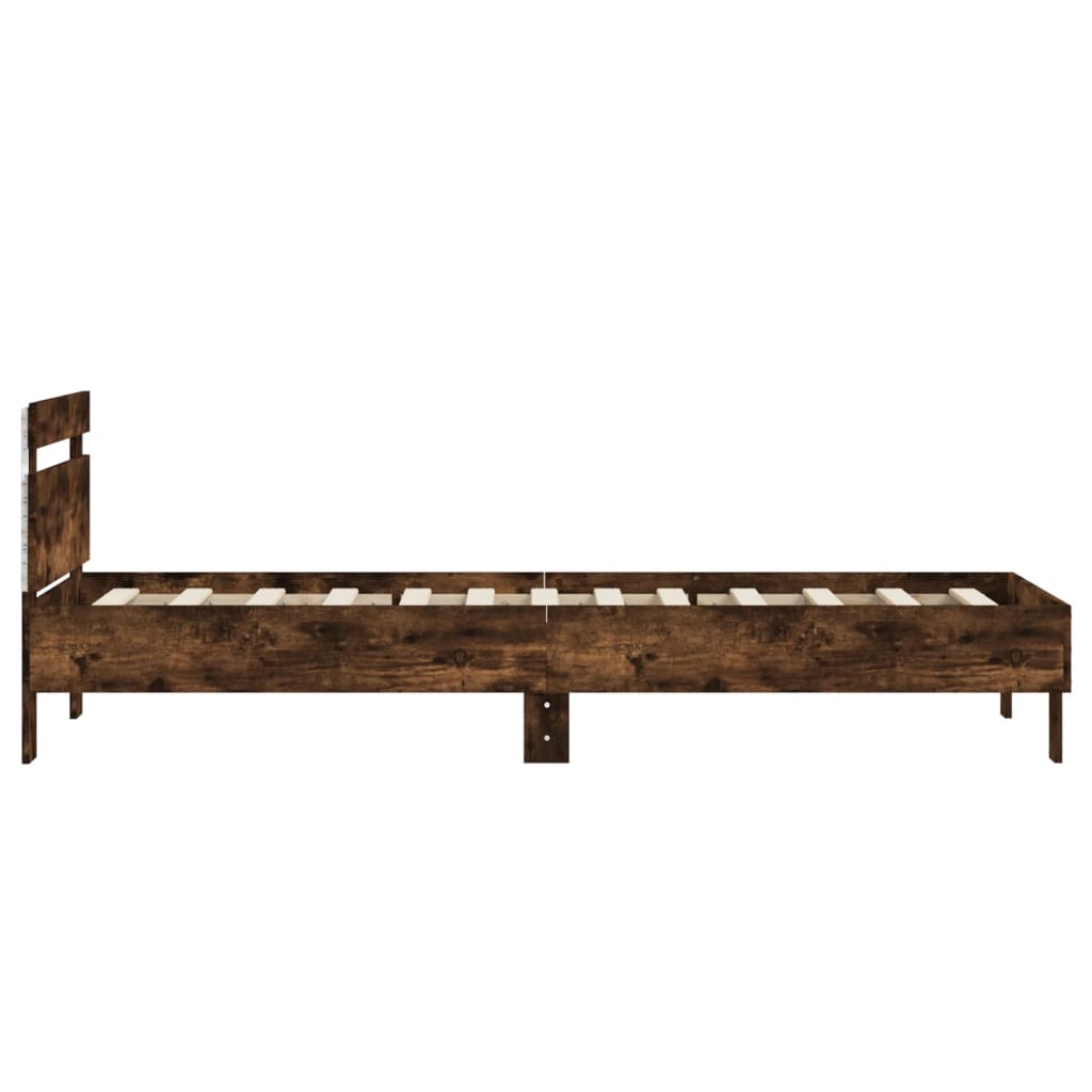 Bedframe met hoofdbord en LED gerookt eikenkleurig 90x190 cm