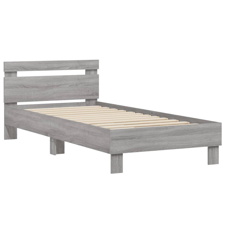 Bedframe met hoofdbord en LED grijs sonoma eikenkleur 90x190 cm