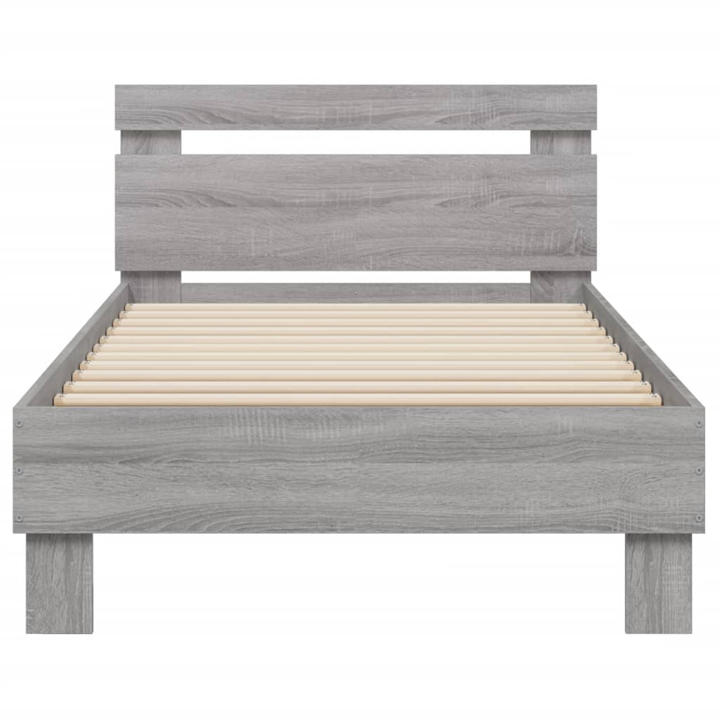 Bedframe met hoofdbord en LED grijs sonoma eikenkleur 90x190 cm