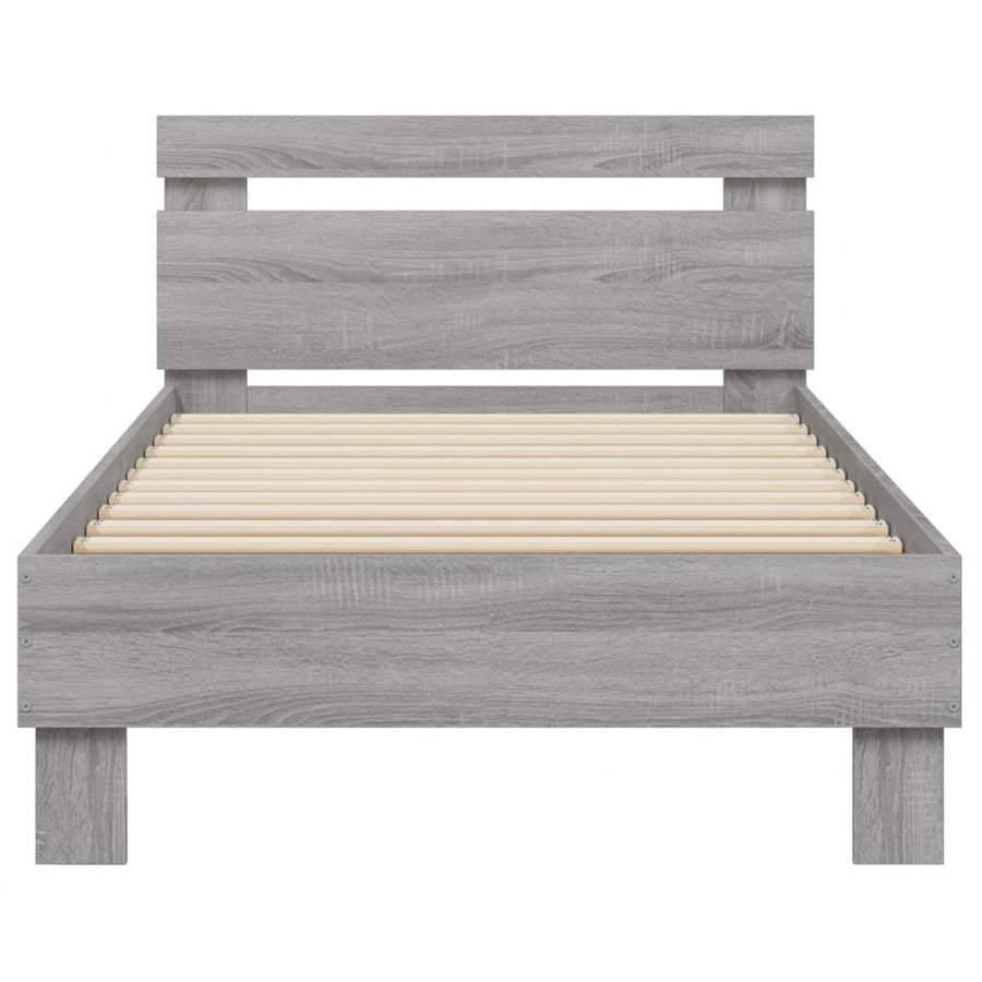 Bedframe met hoofdbord en LED grijs sonoma eikenkleur 90x190 cm