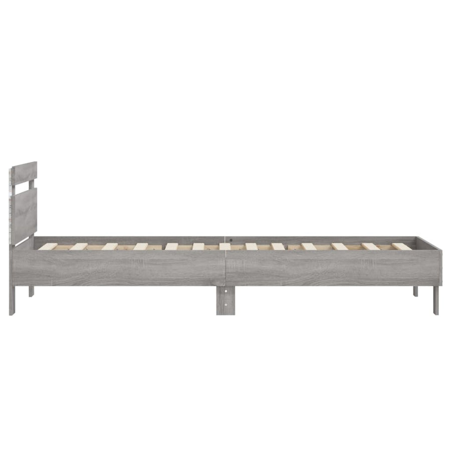 Bedframe met hoofdbord en LED grijs sonoma eikenkleur 90x190 cm