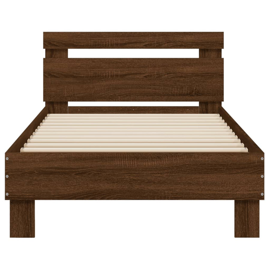 Bedframe met hoofdbord en LED bruineikenkleurig 90x190 cm