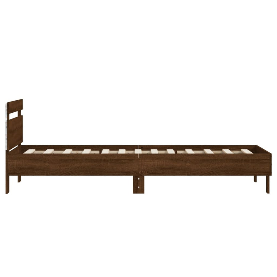 Bedframe met hoofdbord en LED bruineikenkleurig 90x190 cm