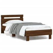 Bedframe 90x190 cm bruineiken met LED hoofdbord