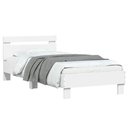 Bedframe met hoofdbord en LED-verlichting wit 75x190 cm