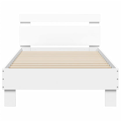 Bedframe met hoofdbord en LED-verlichting wit 75x190 cm
