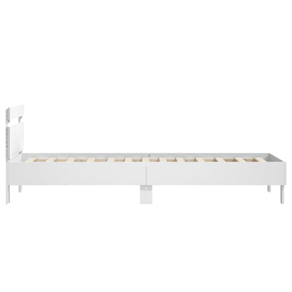 Bedframe met hoofdbord en LED-verlichting wit 75x190 cm
