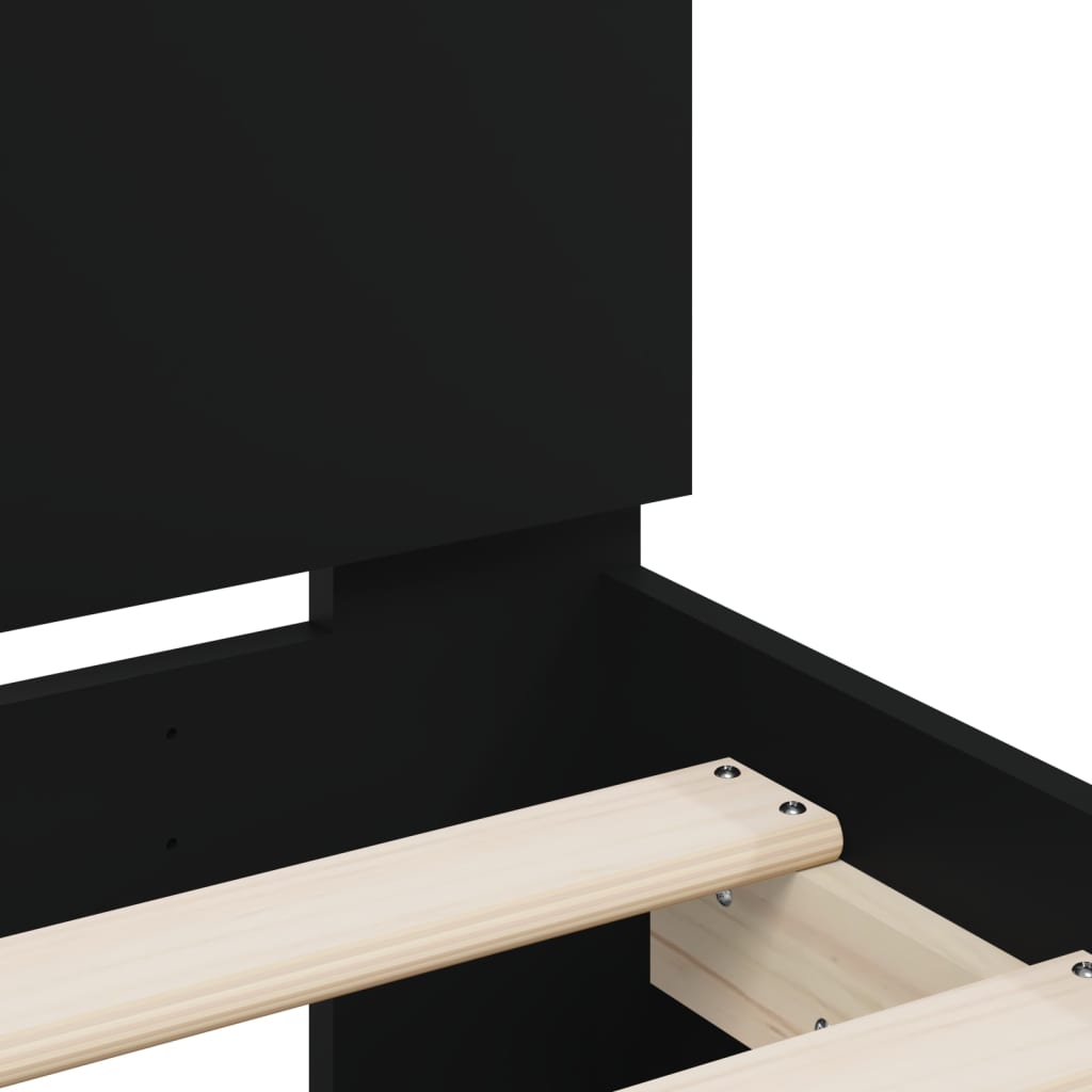Bedframe met hoofdbord en LED-verlichting zwart 75x190 cm
