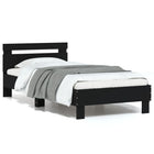 Bedframe 75x190 cm zwart met LED hoofdbord