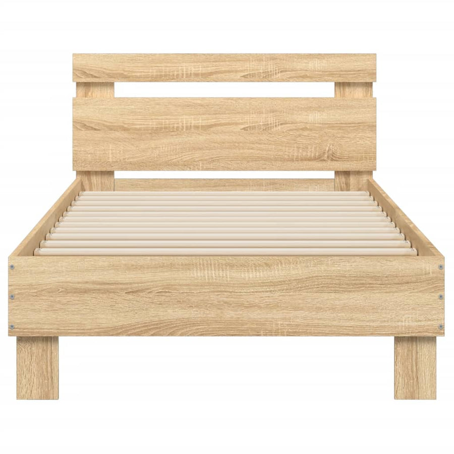 Bedframe met hoofdbord en LED sonoma eikenkleurig 75x190 cm