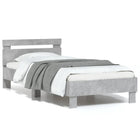 Bedframe betongrijs 75x190 cm met led hoofdbord