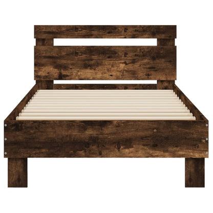 Bedframe met hoofdbord en LED gerookt eikenkleurig 75x190 cm