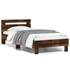 Bedframe 75x190 cm gerookt eiken met LED hoofdbord