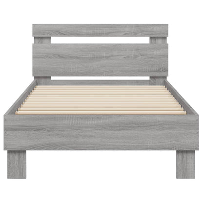 Bedframe met hoofdbord en LED grijs sonoma eikenkleur 75x190 cm