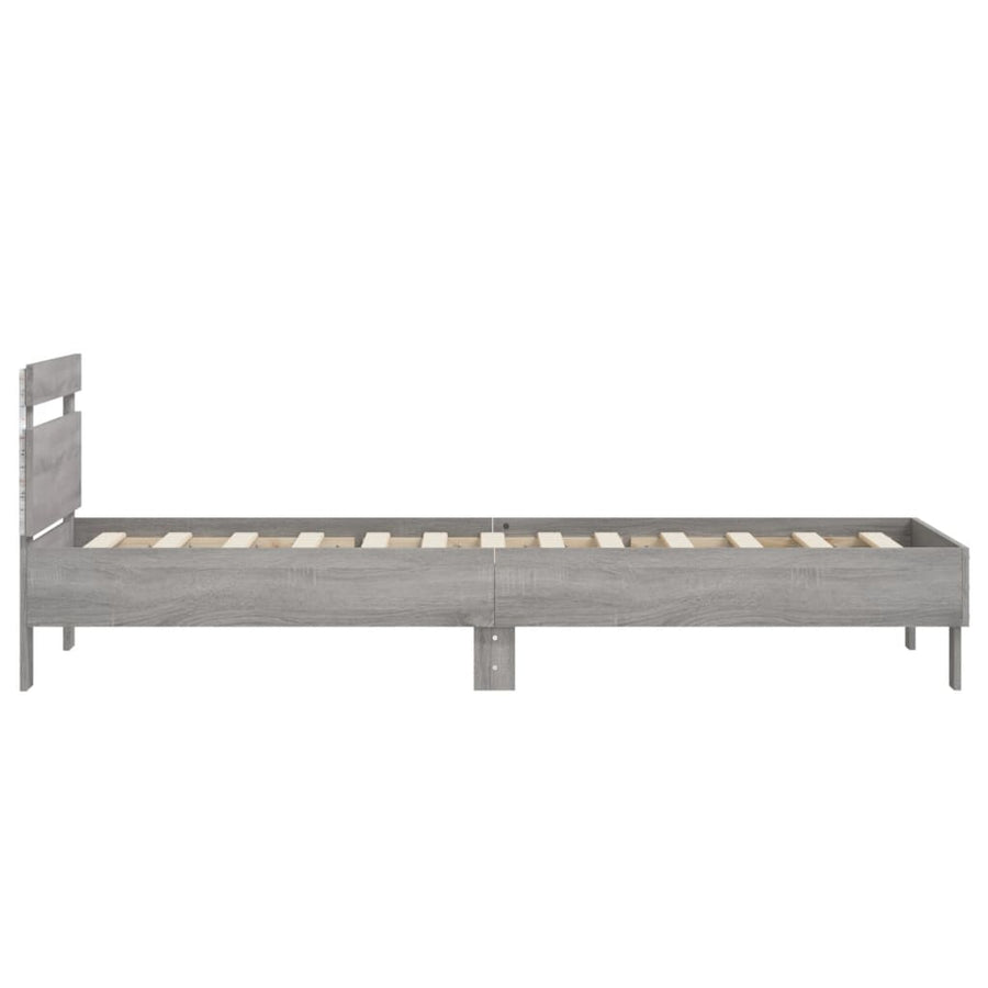 Bedframe met hoofdbord en LED grijs sonoma eikenkleur 75x190 cm