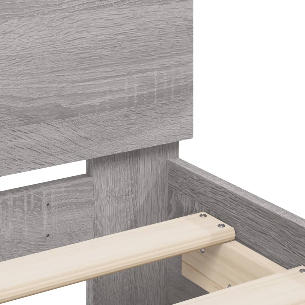 Bedframe met hoofdbord en LED grijs sonoma eikenkleur 75x190 cm