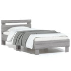 Bedframe grijs sonoma eiken 75x190 cm met led hoofdbord