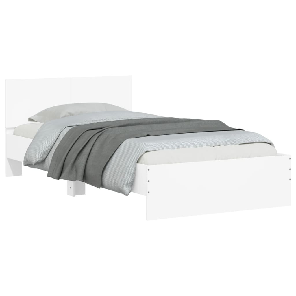 Bedframe met hoofdbord en LED-verlichting 100 x 200 cm Wit