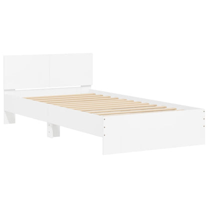 Bedframe met hoofdbord en LED-verlichting 100 x 200 cm Wit