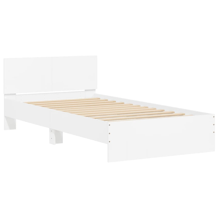 Bedframe met hoofdbord en LED-verlichting 100 x 200 cm Wit