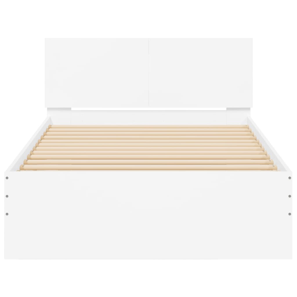 Bedframe met hoofdbord en LED-verlichting 100 x 200 cm Wit