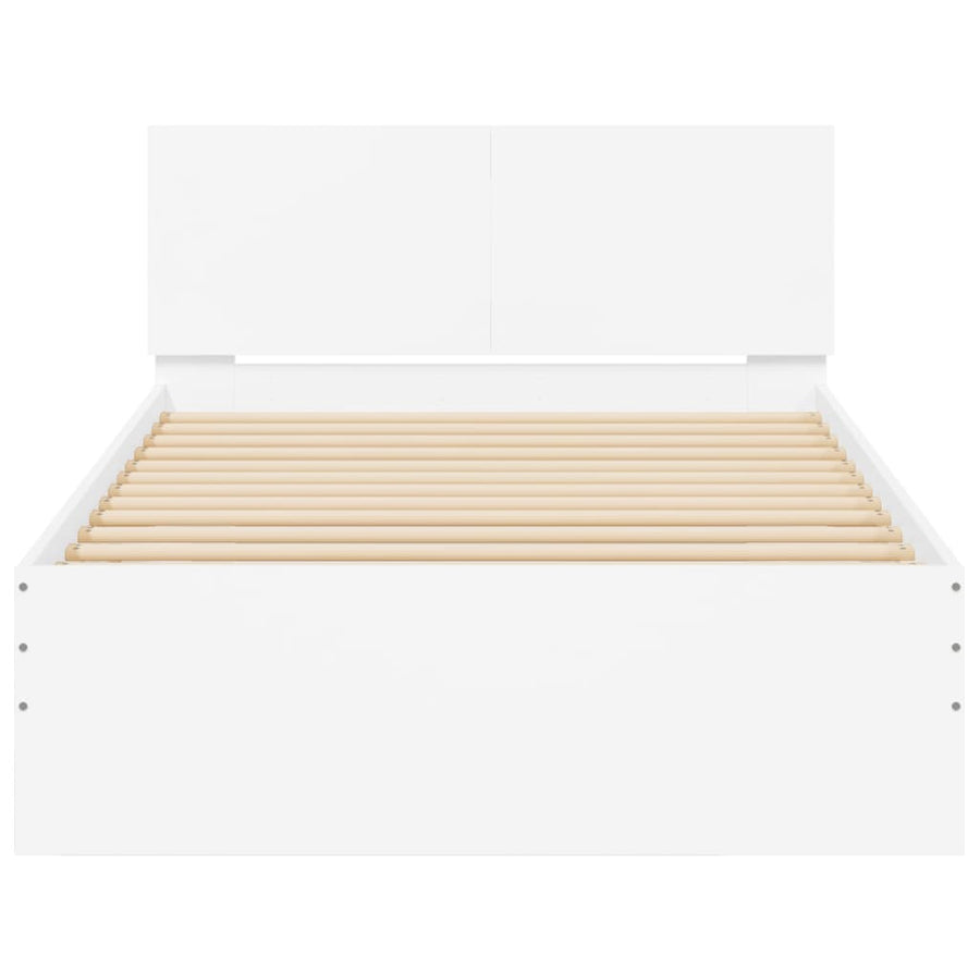 Bedframe met hoofdbord en LED-verlichting 100 x 200 cm Wit