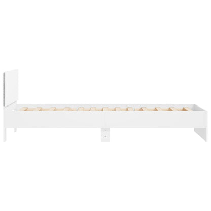 Bedframe met hoofdbord en LED-verlichting 100 x 200 cm Wit