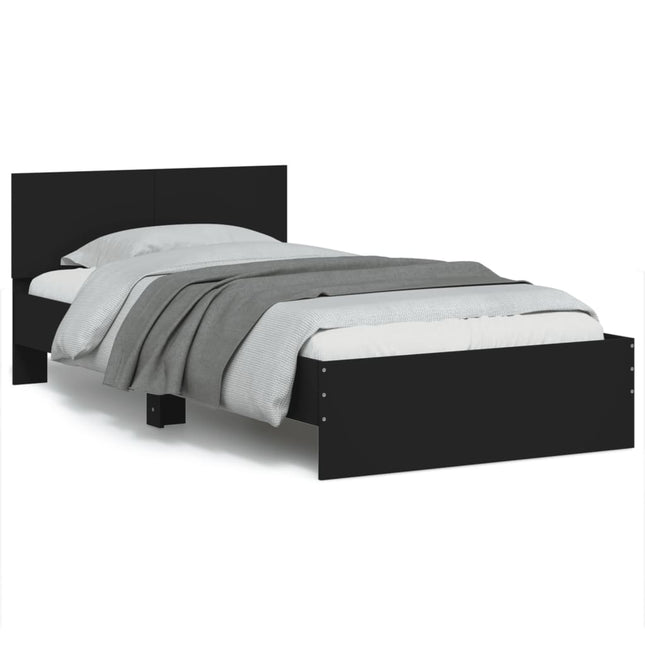 Bedframe met hoofdbord en LED-verlichting 100 x 200 cm Zwart