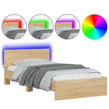 Bedframe met hoofdbord en LED kleurig 100 x 200 cm Sonoma eiken