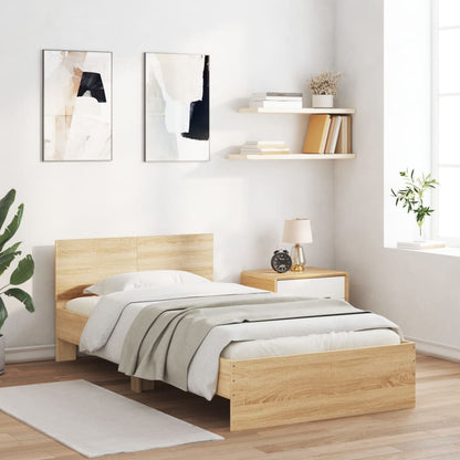 Bedframe met hoofdbord en LED kleurig 100 x 200 cm Sonoma eiken