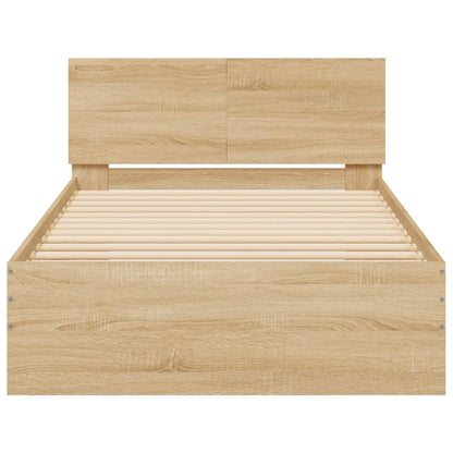 Bedframe met hoofdbord en LED kleurig 100 x 200 cm Sonoma eiken