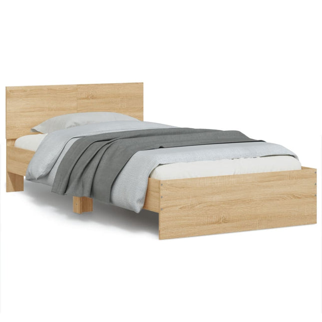 Bedframe met hoofdbord en LED kleurig 100 x 200 cm Sonoma eiken