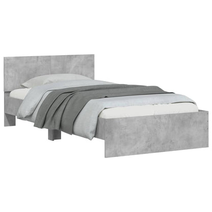 Bedframe met hoofdbord en LED-verlichting 100 x 200 cm Betongrijs