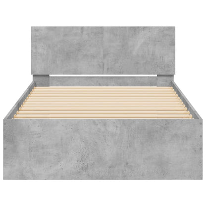 Bedframe met hoofdbord en LED-verlichting 100 x 200 cm Betongrijs
