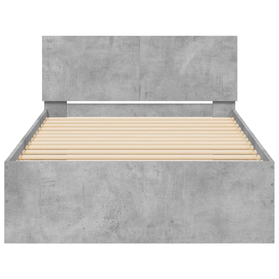Bedframe met hoofdbord en LED-verlichting 100 x 200 cm Betongrijs