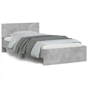 Bedframe 100x200 cm betongrijs met LED hoofdbord