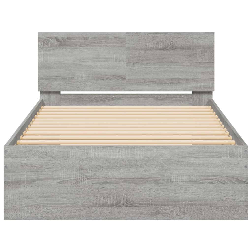 Bedframe Met Hoofdbord En Led Eiken Grijs sonoma 100 x 200 cm